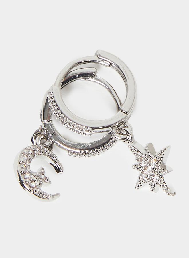 ستايلي أقراط حلقات بتصميم قمر ونجمة - Image 3